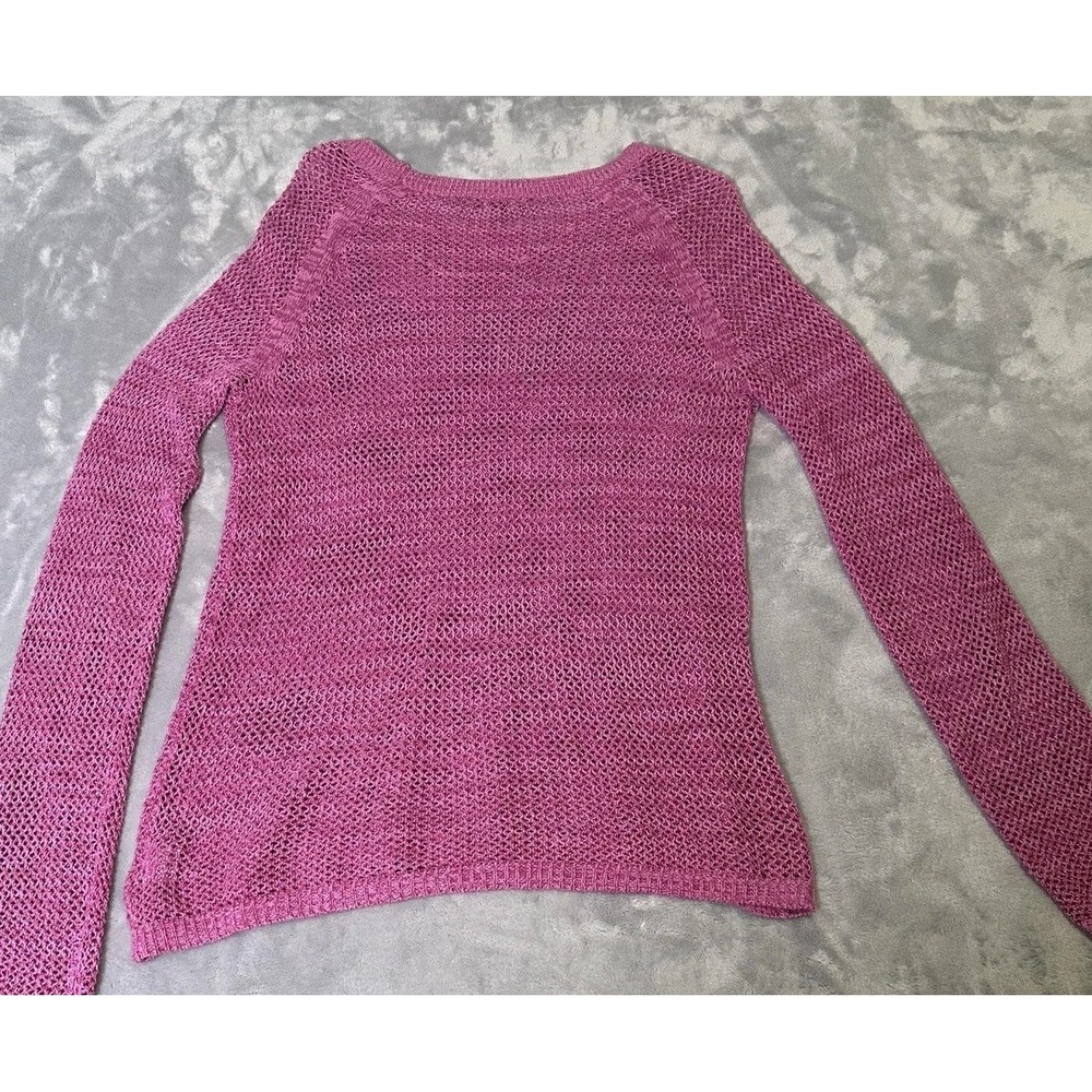 ANA Sweater Womens Large Pink Open Weave Pullover Mesh Knit Top - Picture 4 of 13